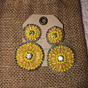 Anthropologie yellow and silver beaded earrings